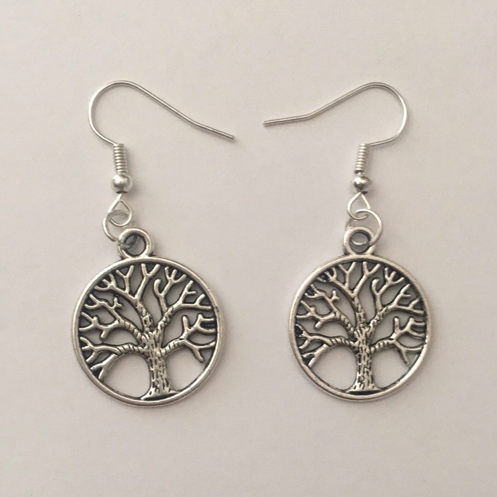 Antique Silver Tree of Life Earrings